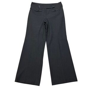 Ann Taylor Pants Womens 6P Gray Lindsay Trouser Wide Leg Wool Blend Button